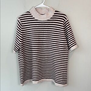 Loft knit short sleeve crew neck striped sweater women sz XL